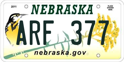NE license plate ARF377