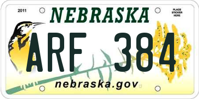 NE license plate ARF384
