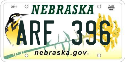 NE license plate ARF396
