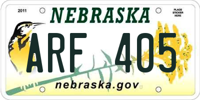 NE license plate ARF405