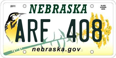NE license plate ARF408
