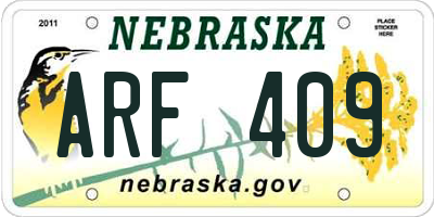 NE license plate ARF409