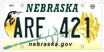 NE license plate ARF421