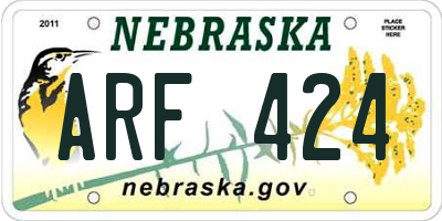 NE license plate ARF424