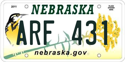 NE license plate ARF431