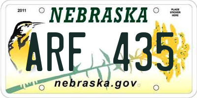NE license plate ARF435