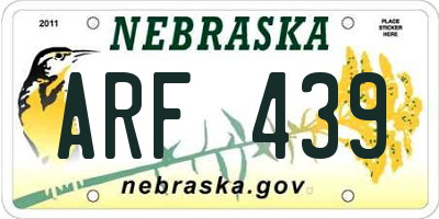 NE license plate ARF439
