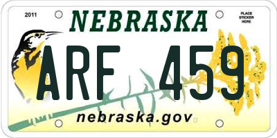 NE license plate ARF459