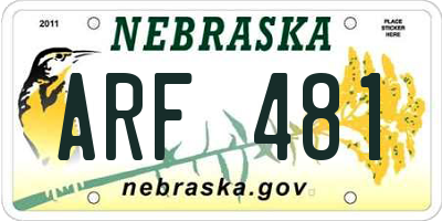 NE license plate ARF481