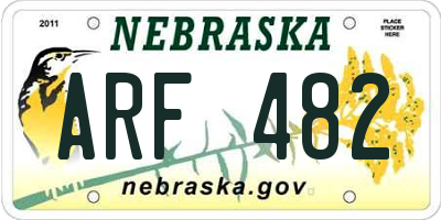 NE license plate ARF482