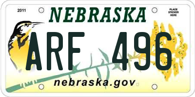 NE license plate ARF496