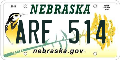 NE license plate ARF514