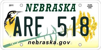 NE license plate ARF518