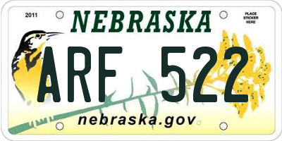 NE license plate ARF522