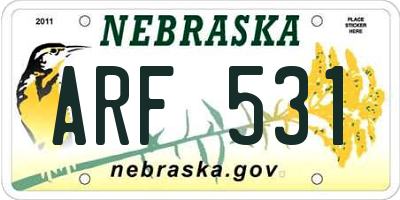 NE license plate ARF531