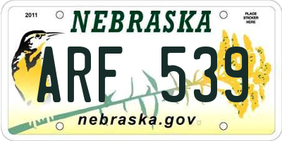 NE license plate ARF539