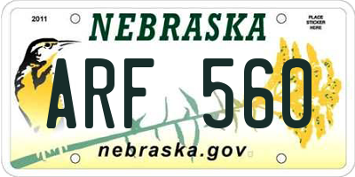 NE license plate ARF560