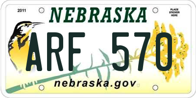 NE license plate ARF570