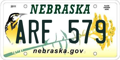 NE license plate ARF579
