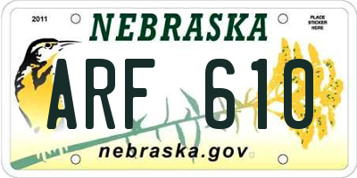 NE license plate ARF610