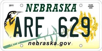 NE license plate ARF629