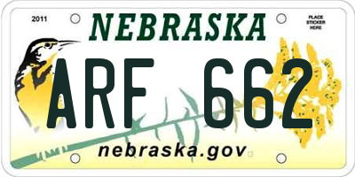 NE license plate ARF662
