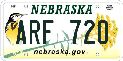NE license plate ARF720