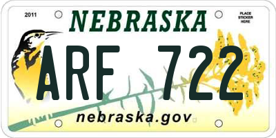 NE license plate ARF722