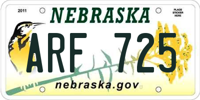NE license plate ARF725