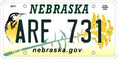NE license plate ARF731