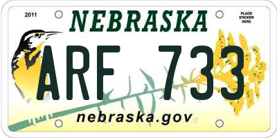 NE license plate ARF733