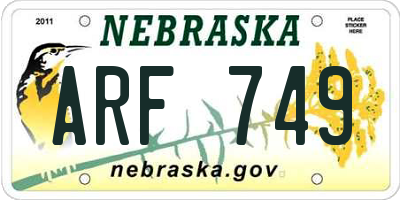 NE license plate ARF749