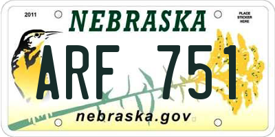 NE license plate ARF751