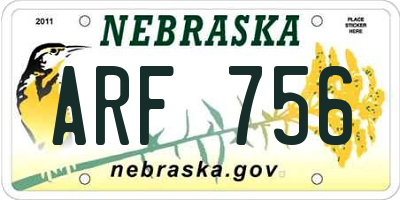 NE license plate ARF756