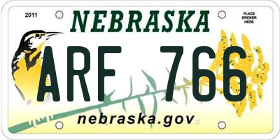 NE license plate ARF766