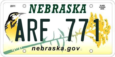 NE license plate ARF771