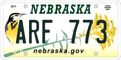 NE license plate ARF773