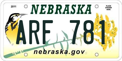 NE license plate ARF781
