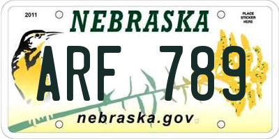 NE license plate ARF789