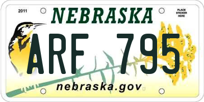 NE license plate ARF795