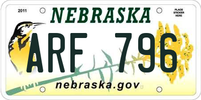 NE license plate ARF796