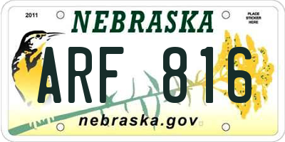 NE license plate ARF816