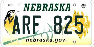 NE license plate ARF825