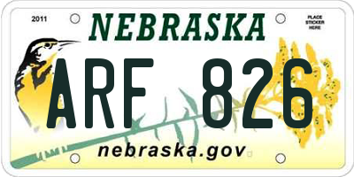 NE license plate ARF826