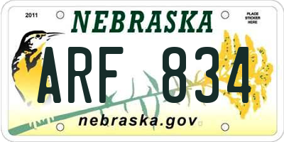 NE license plate ARF834
