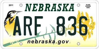 NE license plate ARF836