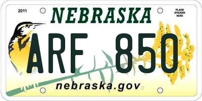 NE license plate ARF850