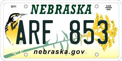 NE license plate ARF853
