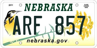 NE license plate ARF857