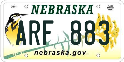 NE license plate ARF883